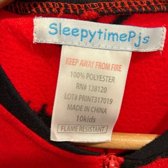 Sleepytime PJs Kids Fleece Red Moose Onesie Footed Pajamas Red - Picture 5 of 5